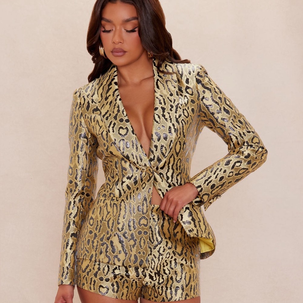 Leopard Print Blazer and Short Set
Jacket Lg
Shorts-XL